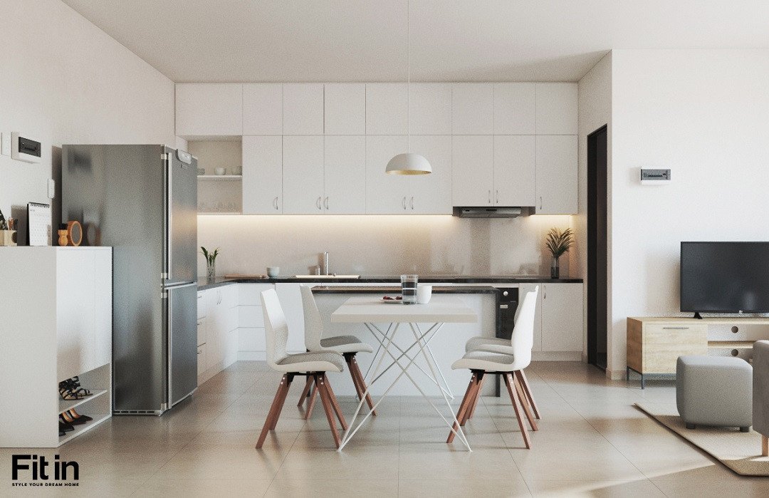 Hình ảnh phòng bếp được kiến trúc sư FITIN thiết kế thông qua phần mềm thiết kế FITIN pro
