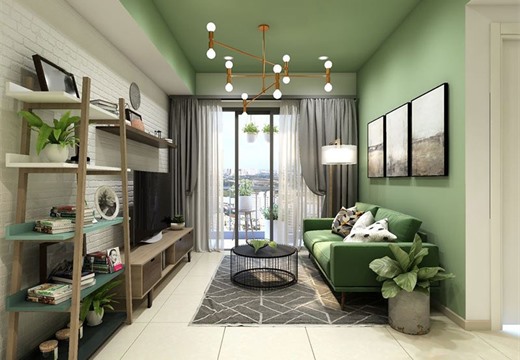 Mẫu thiết kế thi công nội thất chung cư 60m2 với gam màu xanh mát