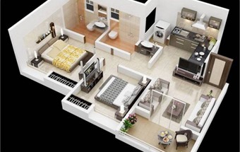 5 mẫu thiết kế nội thất căn hộ 56m2 2 phòng ngủ hiện đại cho mọi gia đình