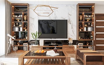 BST mẫu thiết kế nội thất gỗ phòng khách hiện đại nhất 2020