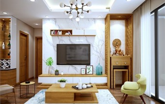 Các mẫu thiết kế nội thất phòng khách có bàn thờ cho căn hộ chung cư