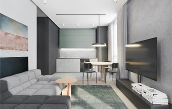 Lấy cảm hứng trong thiết kế nội thất chung cư 50m2 2 phòng ngủ