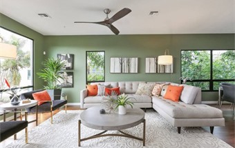 Mát mắt với thiết kế nội thất phòng khách chung cư tông màu xanh