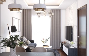 Thiết kế chung cư 50m2 2 phòng ngủ tại Nguyễn Tuân