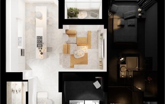 Thiết kế nội thất chung cư nhỏ phong cách tối giản pha chút sắc vàng tươi mới