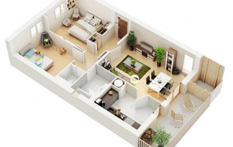 View tổng thể 25 thiết kế nội thất căn hộ 2 phòng ngủ