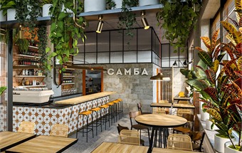 CAMBA - xu hướng thiết kế nội thất quán cà phê xanh